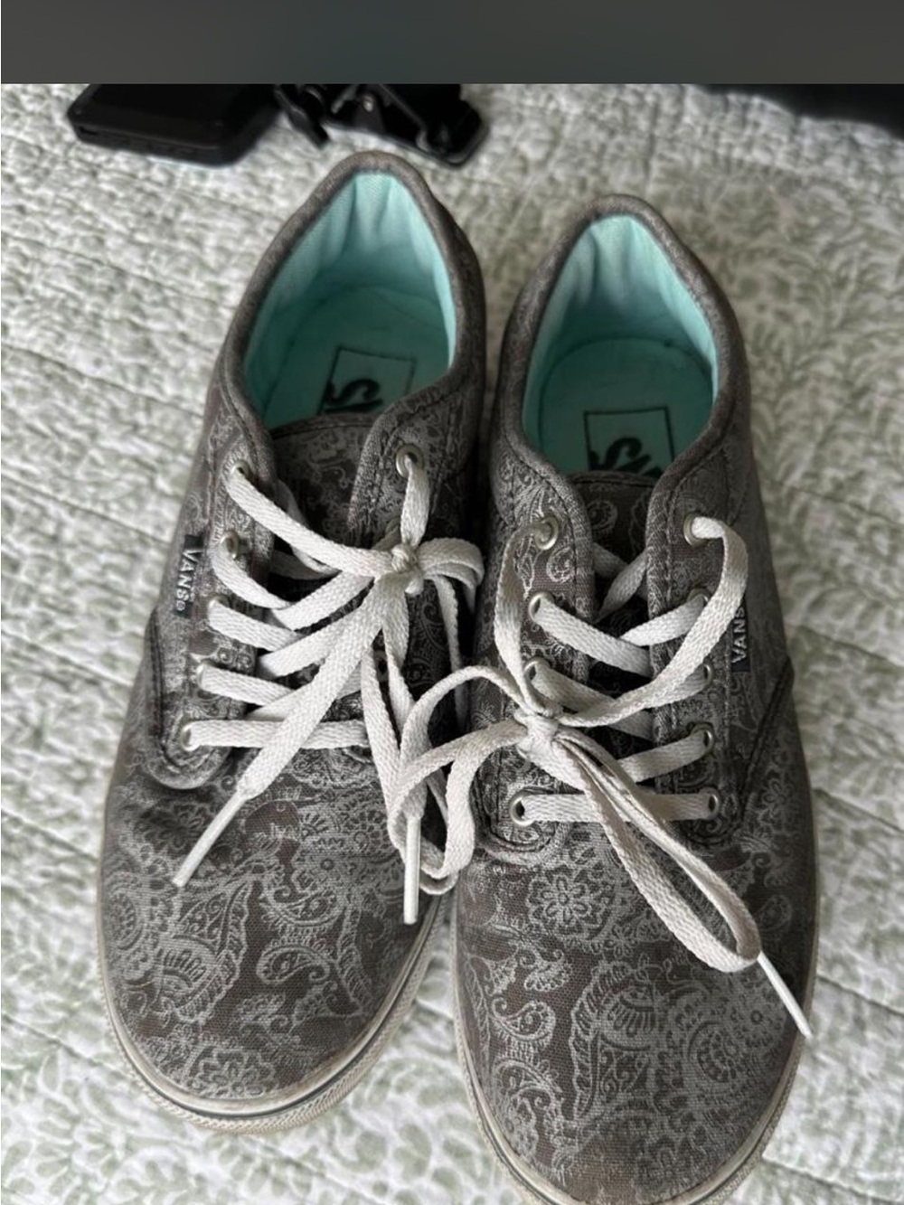 Vans Women's Gray Paisley Sneakers, 7